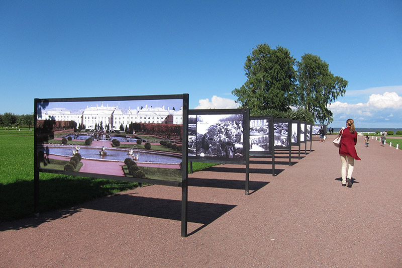 　附近有展覽夏宮在二戰時被破壞及後來重建的圖片。