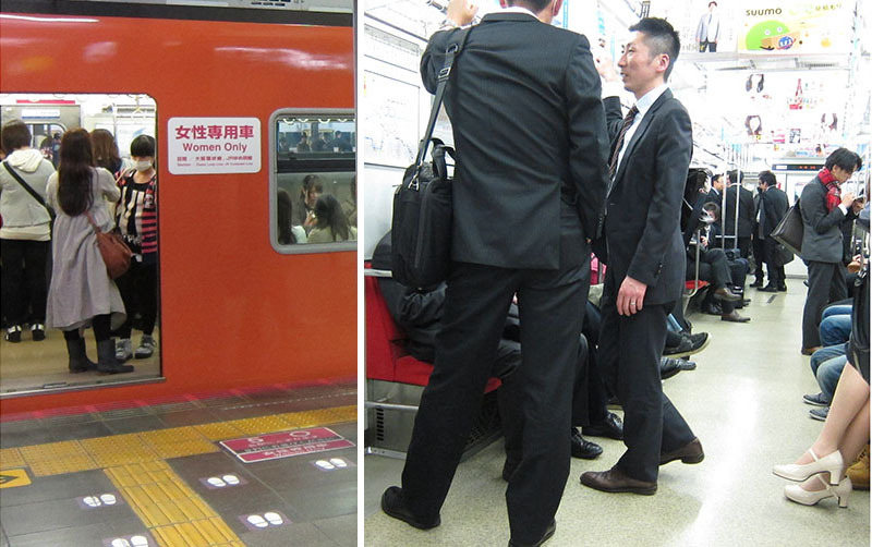 　晚上十點幾回旅館，在地鐵初步見識了日本的一些文化：　女性專列；很夜仍穿著西裝提著公事包的男人。據說日本男人如一下班就回家會給人看不起。