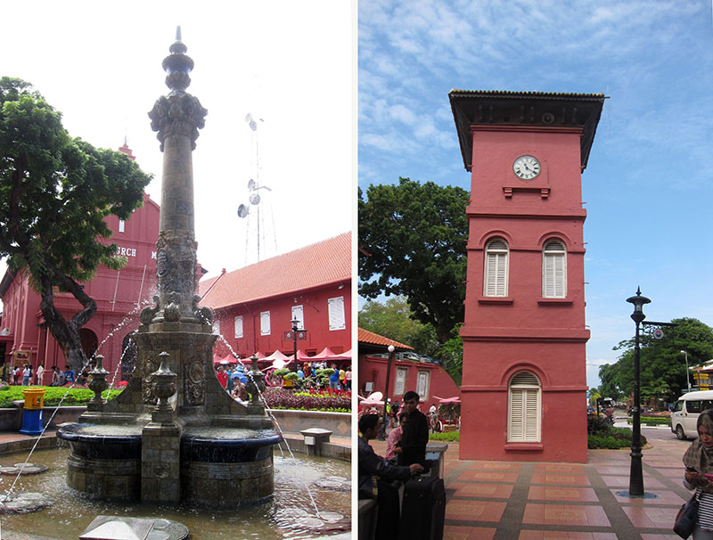 　荷蘭紅屋前的維多利亞女皇噴泉 (Queen Victoria’s Fountain)及鐘樓，由當地望族分別於1904年及1886年捐建。