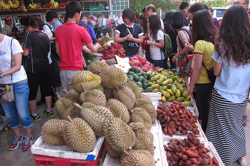 　回酒店途中停一生果檔，水果質量明顯不及其它東南亞國家。我想農產品的質量也離不開科技的投入。