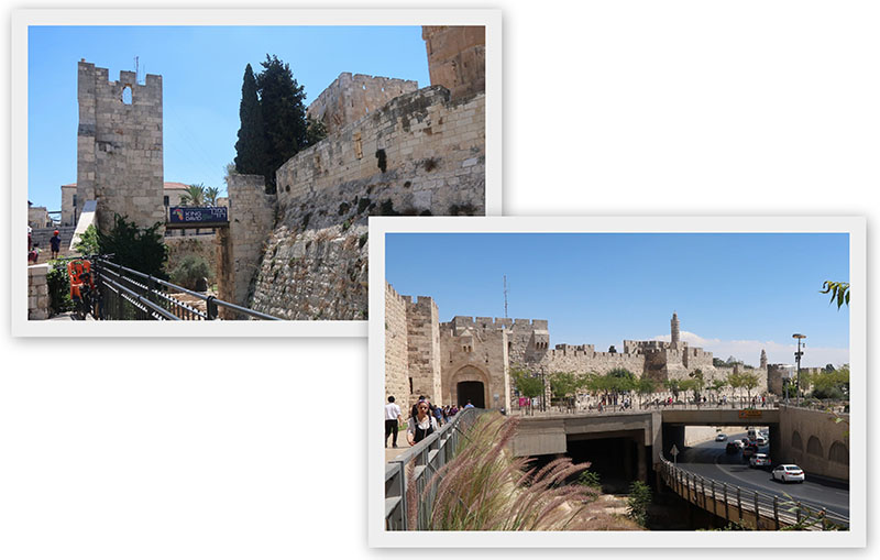 　大衛塔(Tower of David)，建於公元前2世紀，是為了加強耶路撒冷老城的戰略薄弱點，後來曾多次被毀和重建，它包含了重要的考古發現，可以追溯到2700多年前，是工藝展覽、音樂會、聲光表演的熱門地點。它現在已經改建成一個小巧的博物館，但展品都是仿制品。在此也可近距離觀賞舊城，但在橄欖山上已大體鳥瞰了舊城，古董昨天也在博物館看了，最重要是要40ILS不菲的門票，整個舊城各景點都幾乎不用門票，想想也只是進去門廳逛一下，爭取時間去大屠殺紀念館參觀。