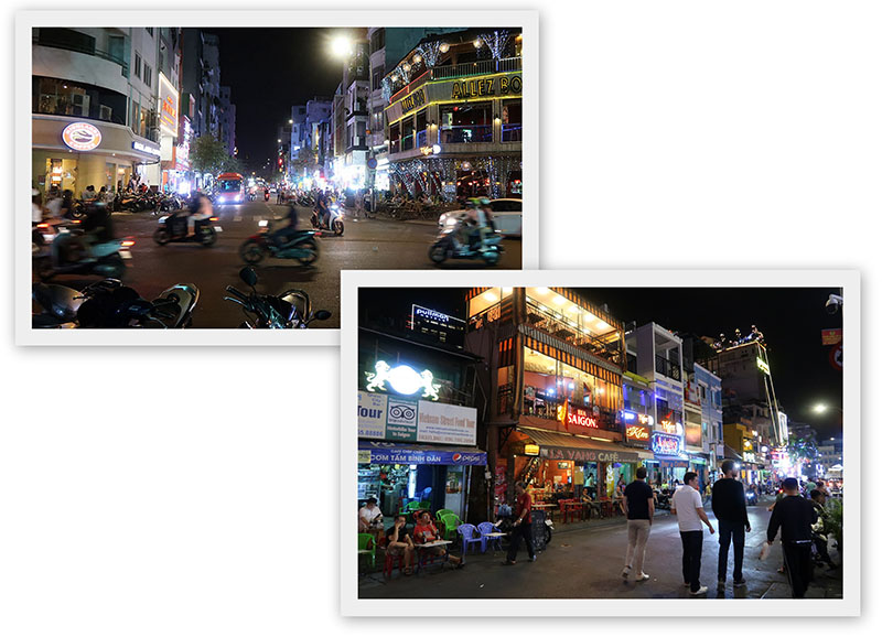 　到旅館已晚上十二點，但整條範五老街一帶還非常熱鬧，周圍有很多酒吧，有很多西方遊客，感覺像到了泰國。