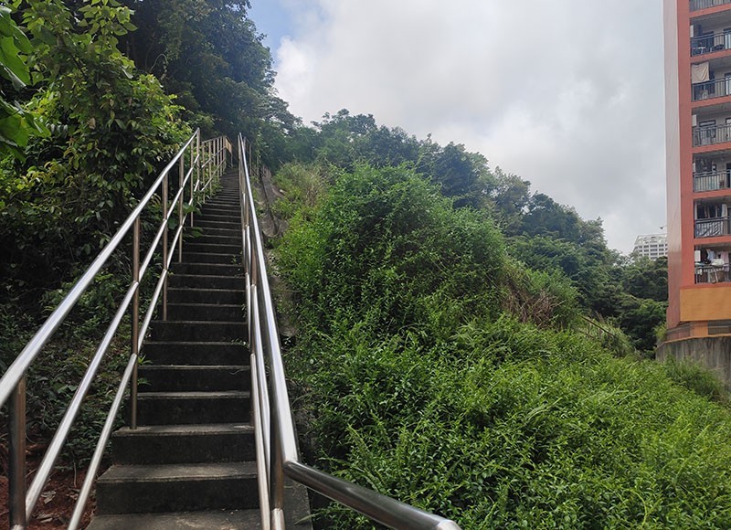 　北邊在青洲社屋附近有樓梯上去。