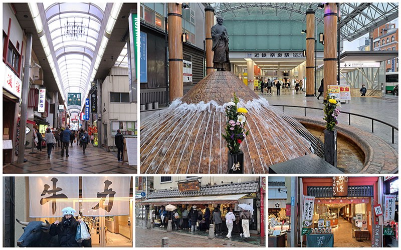 　剛到奈良時雨不小，只能在東向商店街躲躲雨吃點東西。