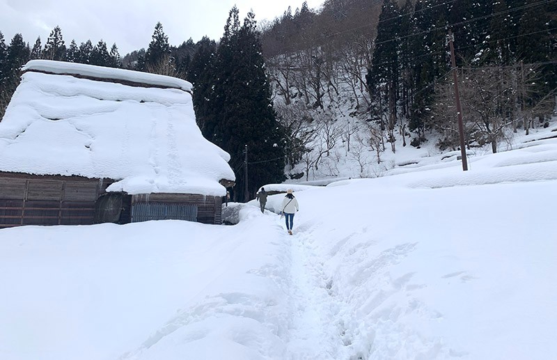 　觀賞合掌造最好的角度該是高位，這裡也有高位觀景台，但由於雪太厚，走了一半已無前跡可尋。