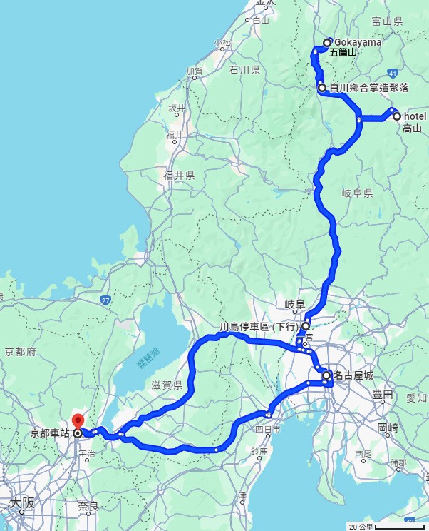 統計：<br />路程：670KM<br />油耗：32.76L<br />油費：5995円<br />油價：183円/L(HKD9.7/L)<br />路費：16230円<br />停車費：4680円<br />租車：33230円<br />總費用：59135円（HKD3127.3）<br /><br />算起來：<br />20.45KM/L<br />8.947円/KM（HKD0.474/KM）<br />HKD625/人