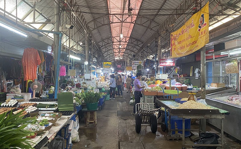 　其實緊接鐵道市集還有很大的菜市場，鄉下地方應不太缺地方，不知為何會這樣檔車爭地，但他們這樣和諧相處的畫面確是一大奇觀。