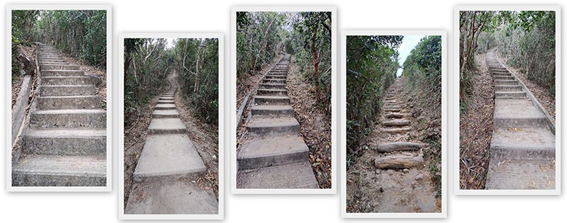 　孖崗山不及紫羅山、渣甸山等山高，但卻是連續不斷上落的梯級。
