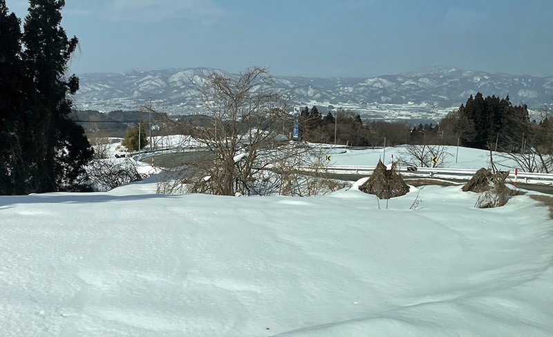 　下山途中，溫度估計已在零上了，但路邊仍有不少積雪。