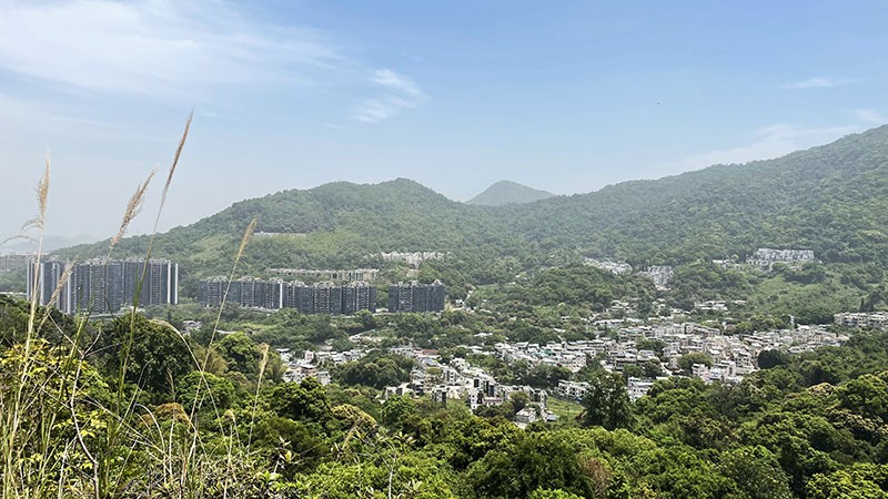 　跟著是一兩百米的爬升，回望新屋家村及附近一帶的村落。
