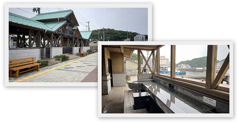 　大家來勝浦，除了這裡是熊野那智大社的門戶外，更主要是這裡也是溫泉勝地，很多溫泉酒店。海邊就有一個漂亮幹淨的足湯免費給大家泡。