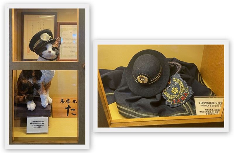　車站內還設有介紹小玉站長歷史的展覽，向遊客展示貴志川線的吸引力。<br /><br />　第一代站長小玉原本是三色流浪貓，被貴志站旁的小山商店收養，因貴志站取消車站駐員制度，鐵路公司在2007年任命小玉成為車站站長，牠的主要職責是在車站內迎接遊客。由於小玉盡責及可愛，貓咪當站長的消息不脛而走，有人專門過來參觀探望，貴志車站的客流量逐日增加，電鐵公司如醍醐灌頂：既然面臨停運，與其坐以待斃，何不請小玉挽回這場危機呢？ 2010年，和歌山電鐵公司請設計師把貴志車站設計成一個笑眯眯的貓臉，並量身打造了款型獨特的小玉電車，小玉還有專門的制服。她的可愛形象引起全國關注，使貴志川線廣為人知，不止拯救了貴志川線面臨廢線的危機，還為當地帶來了豐厚的觀光收入，每年皆有大量來自日本及世界各地的遊客前往和歌山，只為見小玉一面。