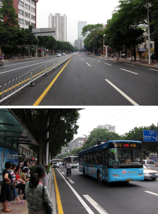 　以前出入北京路不少是踩單車的，臨離開廣州前正在建地鐵，整個廣州像是一個大工地，現在地鐵建好了，路也好了，但似乎更不適合踩單車了，記得以前的單車有很多的。<br /><br />　以前認為是落後的電車，估唔到現在還有，現在變成了環保交通工具。