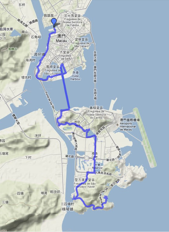 　回程路線圖，步行；22KM，4HR。<br /><br />　來回34.3KM，前後花了6:06 HR，回程後半段已累到完全不想跑，離全馬的門檻還很遠…