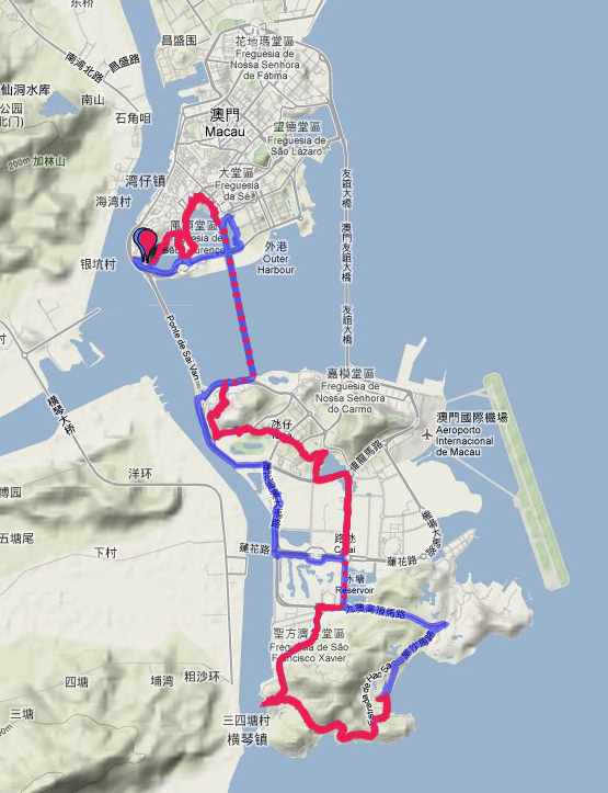 　這次跑15.2km，時間1:41:25，但來回仍是34.3km。